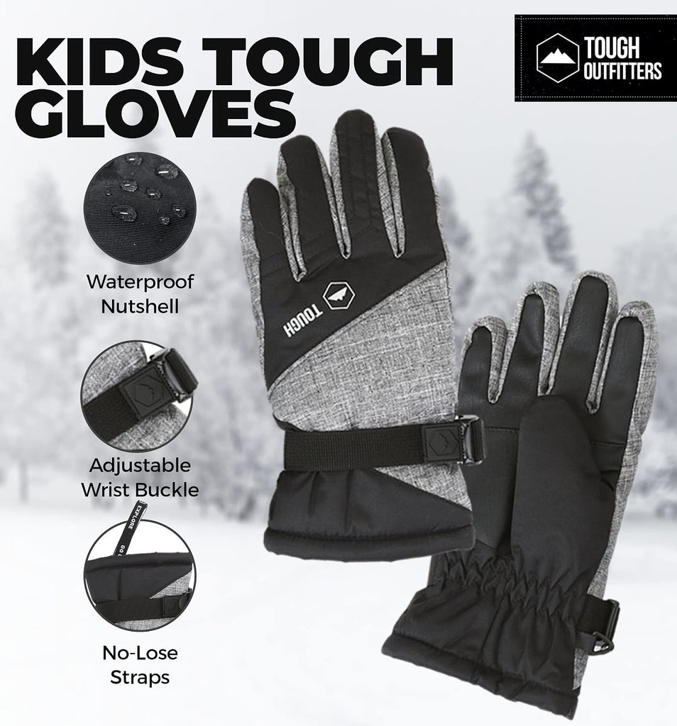 Kids Insulated Waterproof Snow Gloves - Youth Winter Ski Gloves for Girls & Boys