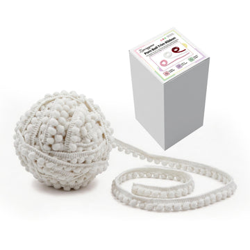 Pom Trim Ribbon, White 1/2 Inch Pom Ball Fringe Lace Trim - 8.5 Yards