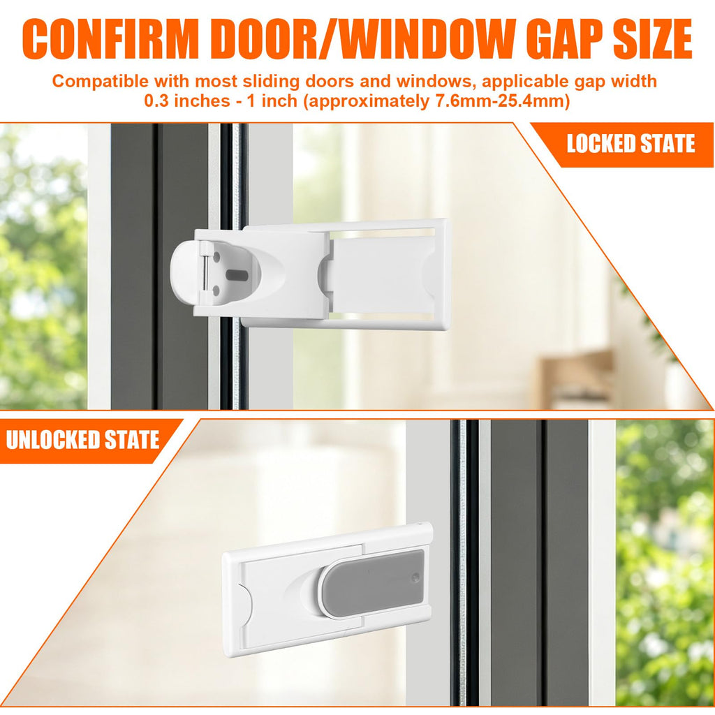 6pcs Sliding Door Child Lock, ABS No Drill Adhesive Safety Patio Kid Lock