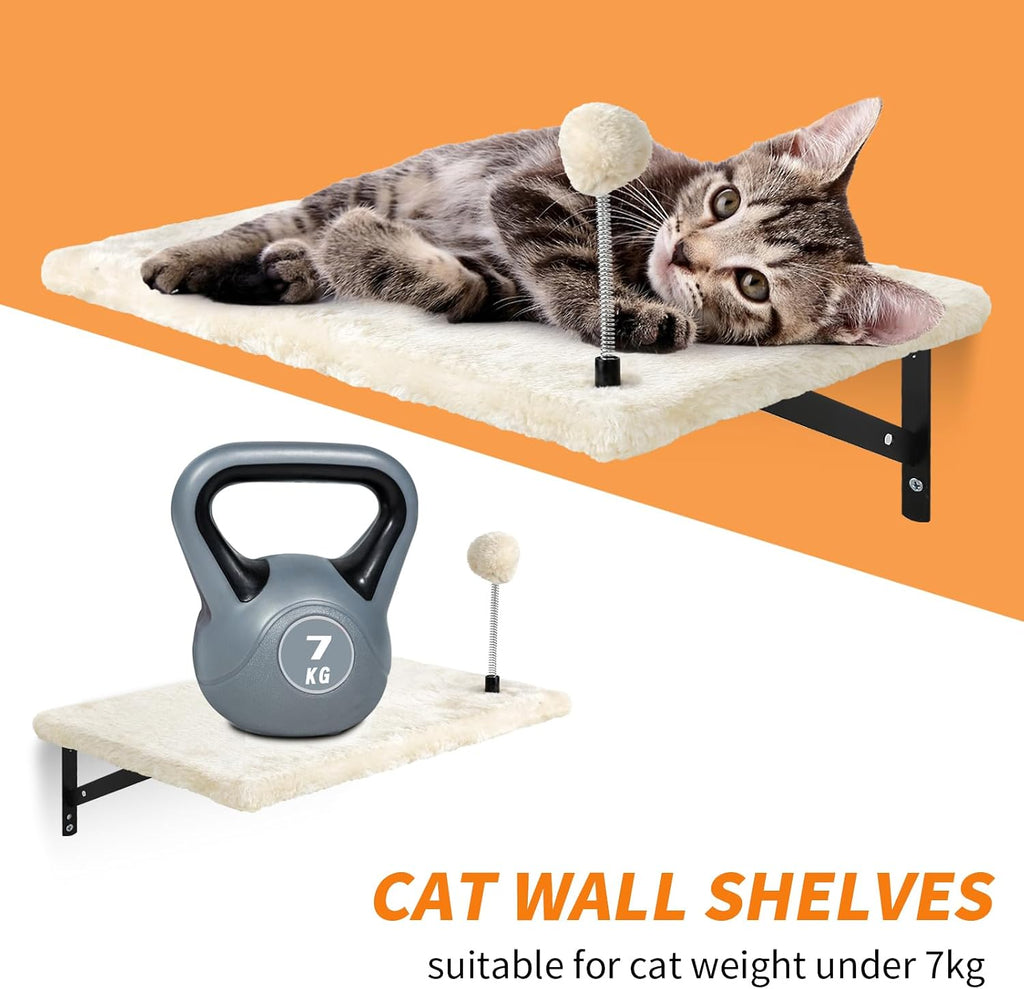 Cat Wall Shelves, Space-Saving Wood Cat Wall Furniture for Indoor Cats