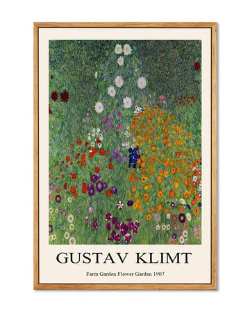 Gustav Klimt Framed Wall Art Flower Garden Art Prints Retro Flower Pictures Artwork Office Classroom Wall Decor