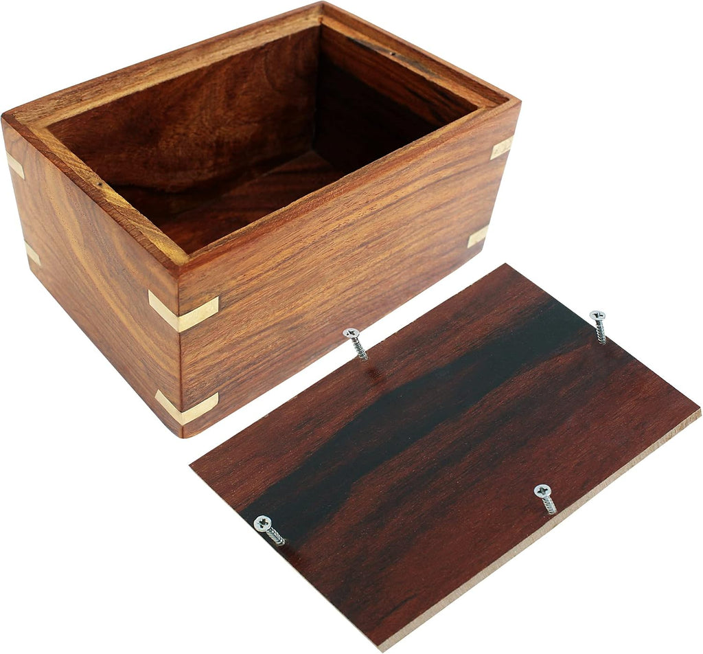 Rosewood Pet Urn Box - Peaceful Pet Memorial Keepsake Urn for Dogs, Cats (X-Small: 5" x 3" x 2" - 15lbs or 5kg)