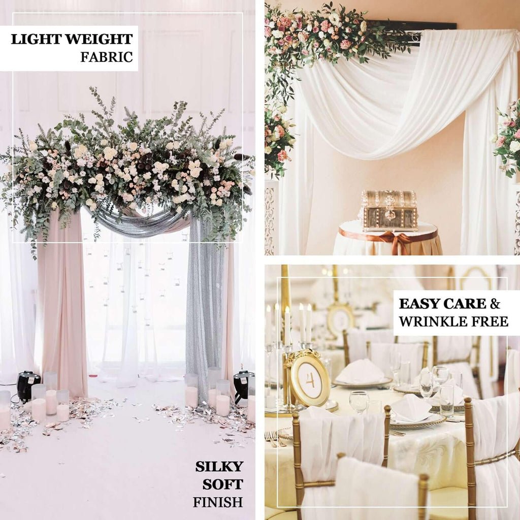 12" x 10 yds Chiffon Fabric Bolt for Ceiling Decoration Wedding Party Event Table Decoration Supply - Ivory
