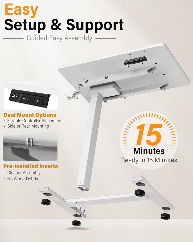 24 Inch Small Electric Standing Desk, Adjustable Mobile Laptop Desk