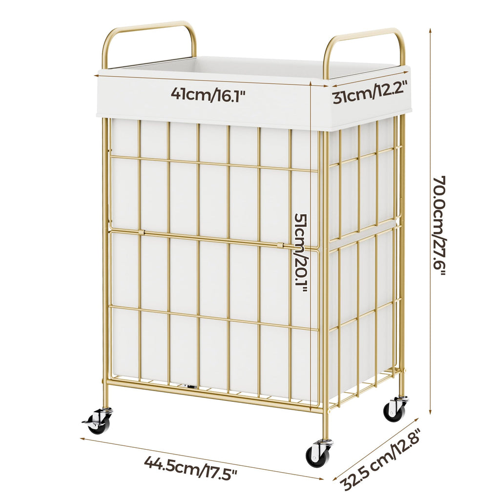 90L Laundry Hamper with Wheels, Laundry Basket with Handle and Liner Bag