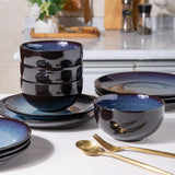 Ceramic Dinnerware Sets for 4,Stoneware Coupe Plates and Bowls Sets,Highly Chip and Crack Resistant | Dishwasher &
