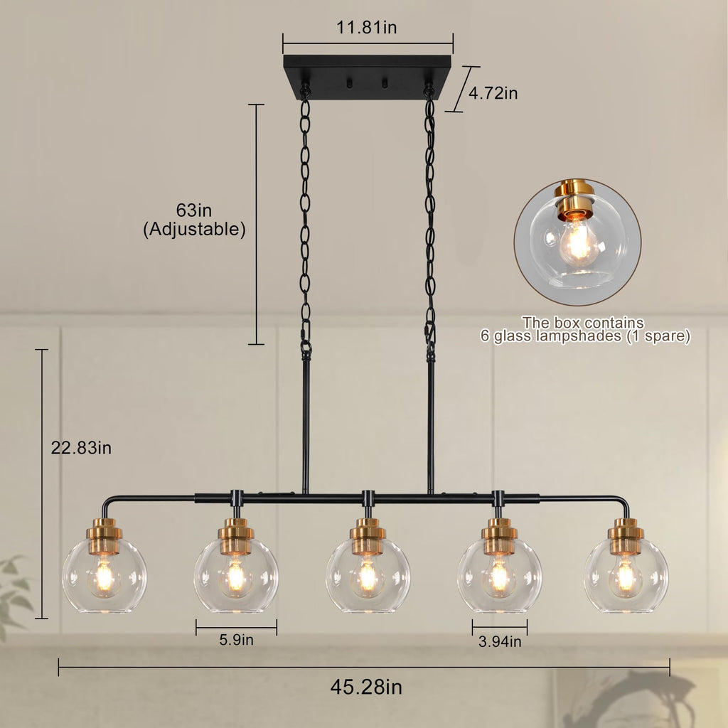 Dining Room Light Fixture 45" Farmhouse Linear Chandeliers
