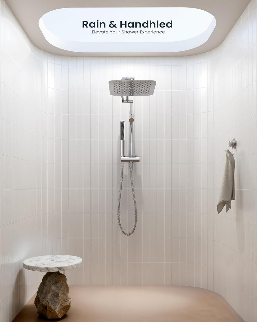 10" Luxurious Rain Shower Head with Handheld, High Pressure Rainfall Shower Heads wih Extension Arm