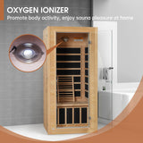 Springspa Far Infrared Sauna, Low EMF 1 Person Sauna, Indoor Canadian Hemlock Wood Home Dry Saunas Room with 1400W