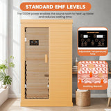 Far Infrared Sauna Home Sauna Spa Room Canadian Hemlock Wood 1200W Indoor Saunas Low EMF 110V with 7 Color Light and