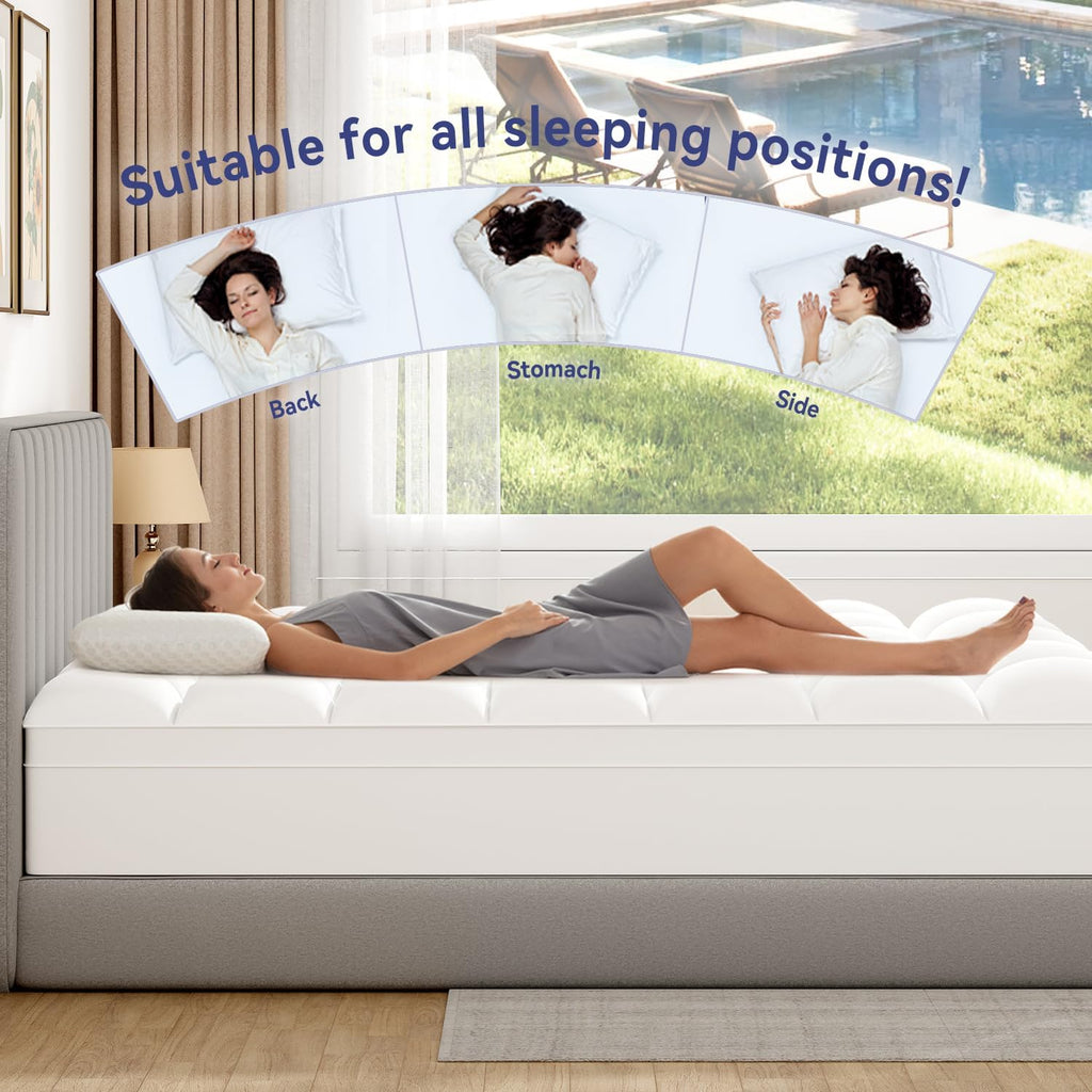 King Mattress Topper, Extra Thick Pillow Top Mattress Pad Cover | Plush soft breathable bed topper for back pain