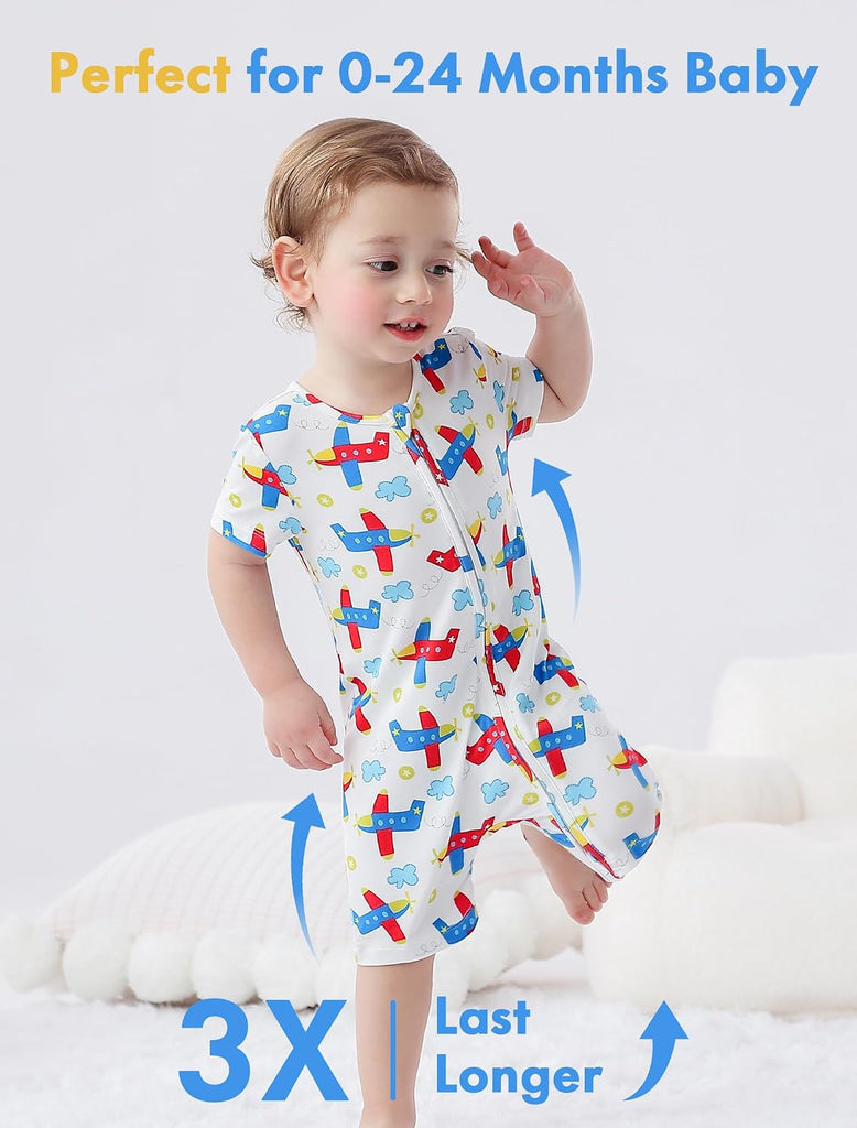 Baby Boy Sleeper, Rayon from Bamboo Short Sleeve Romper Pjs