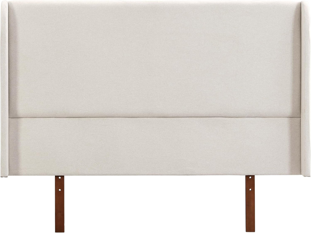 King Wingback High Headboard, Upholstered Linen Fabric Headboard, Bamboo Wood, Easy Assembly, 48''H, Tan