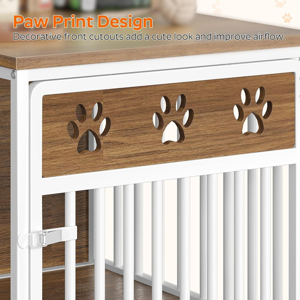 Dog Crate Furniture, Wooden Dog Kennel with Storage, Indoor Pet Crate End Table, Two-Tier Small Dogs House