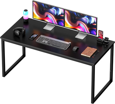 Computer Desk,55 Inch Office Desk Gaming Desk Writing Desk, Modern Simple Desk PC Laptop Study Student Table (Black