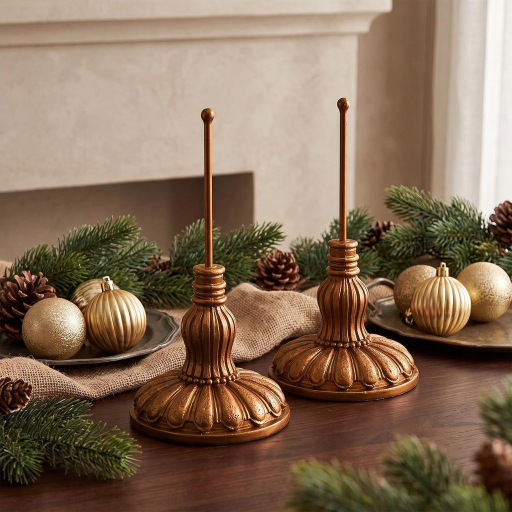2 Pack 7'' Christmas Resin Gold Finial Holder