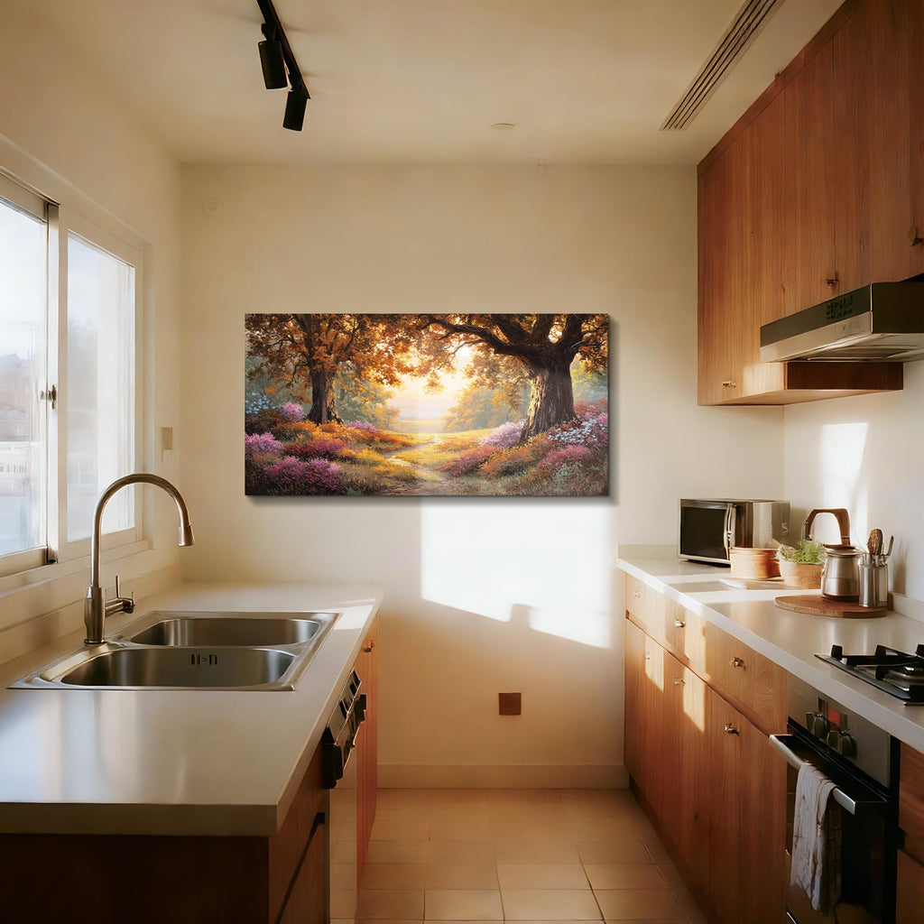 Autumn Forest Wall Decor, Nature Floral Art Prints 24"x48"