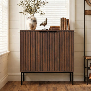 Fluted Buffet Cabinet with Storage, Sideboard, Modern Wood Kitchen Storage Cabinet with Adjustable Shelves, Coffee
