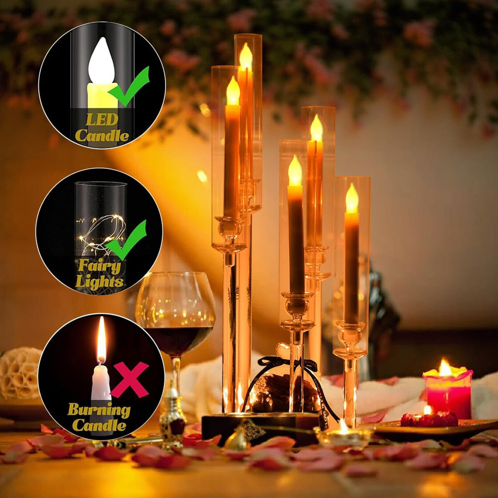10Pcs Acrylic Candelabra Centerpieces,5 Arm Clear Candelabra Table Centerpiece Acrylic Candle Stick Holders with