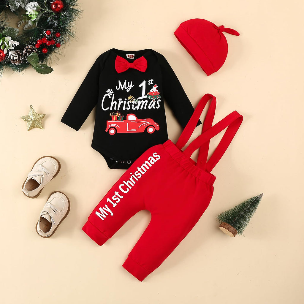 Baby Boy First Christmas Outfit Set Santa Baby Outfits 3pc Infant Baby Boy Christmas Clothes
