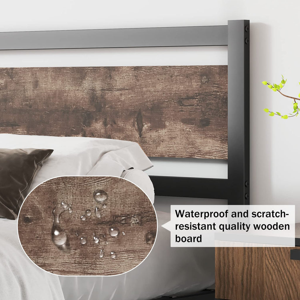 Headboard Only Wooden Headboard with Metal Slats Rustic Headboard