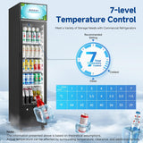 BODEGACOOLER Commercial Drink Fridge with Glass Door, Tall Beverage Cooler for B