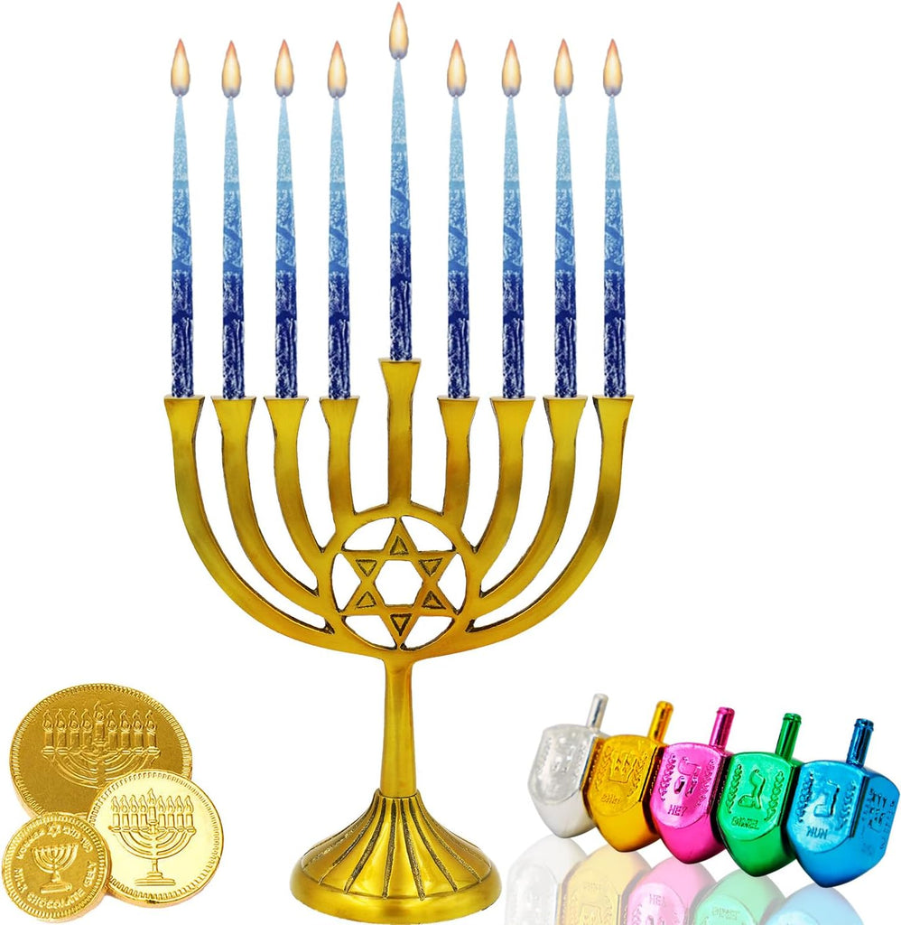 Hanukkah Candles Dripless Multi Blue Hued Frosted Deluxe Tapered Candles 1-Hour Burn Time Odorless 45 Candles for All - Set of 45