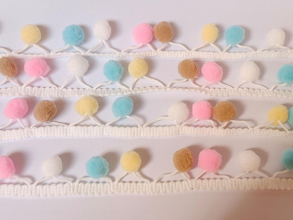 Pom Pom Trim 6 Yards 15mm Ball Fringe Trim for Sewing Accessory Decoration DIY Crafts (Rainbow Color 4, 15mm 1904)