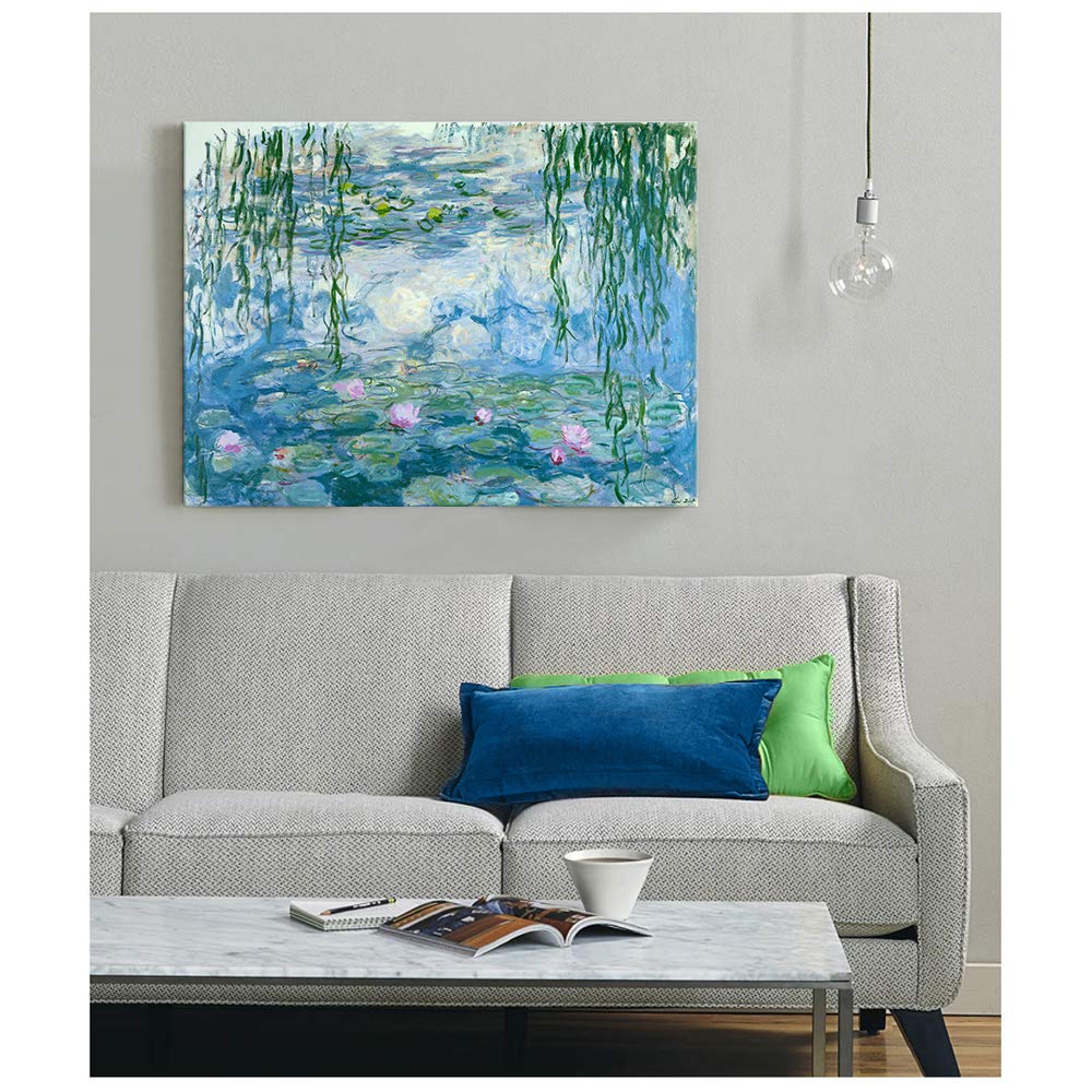 Water Lilies Floral Canvas Prints Wall Art by Claude Monet Flowers Reproduction Gallery Wrapped Giclee Framed Artwork