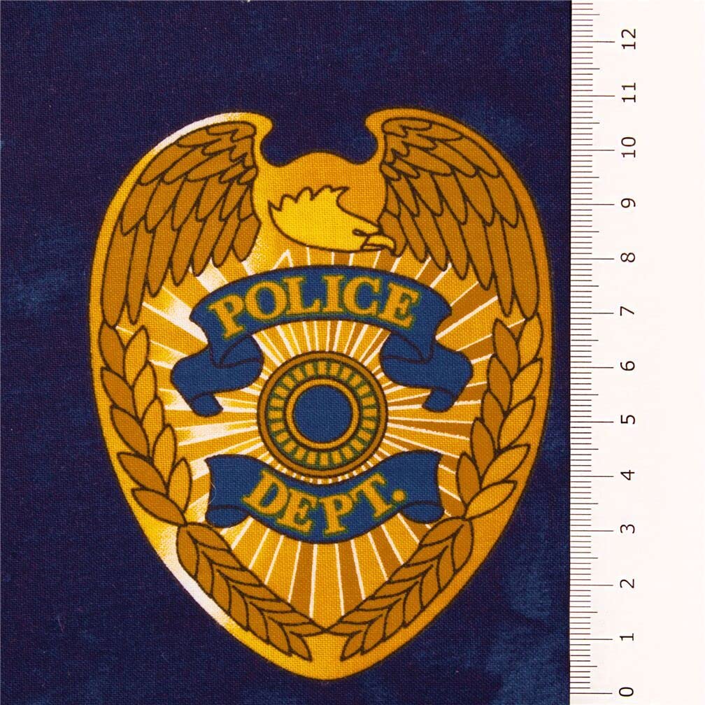 Police Officer Cotton 24" Panel Blue, Fabric