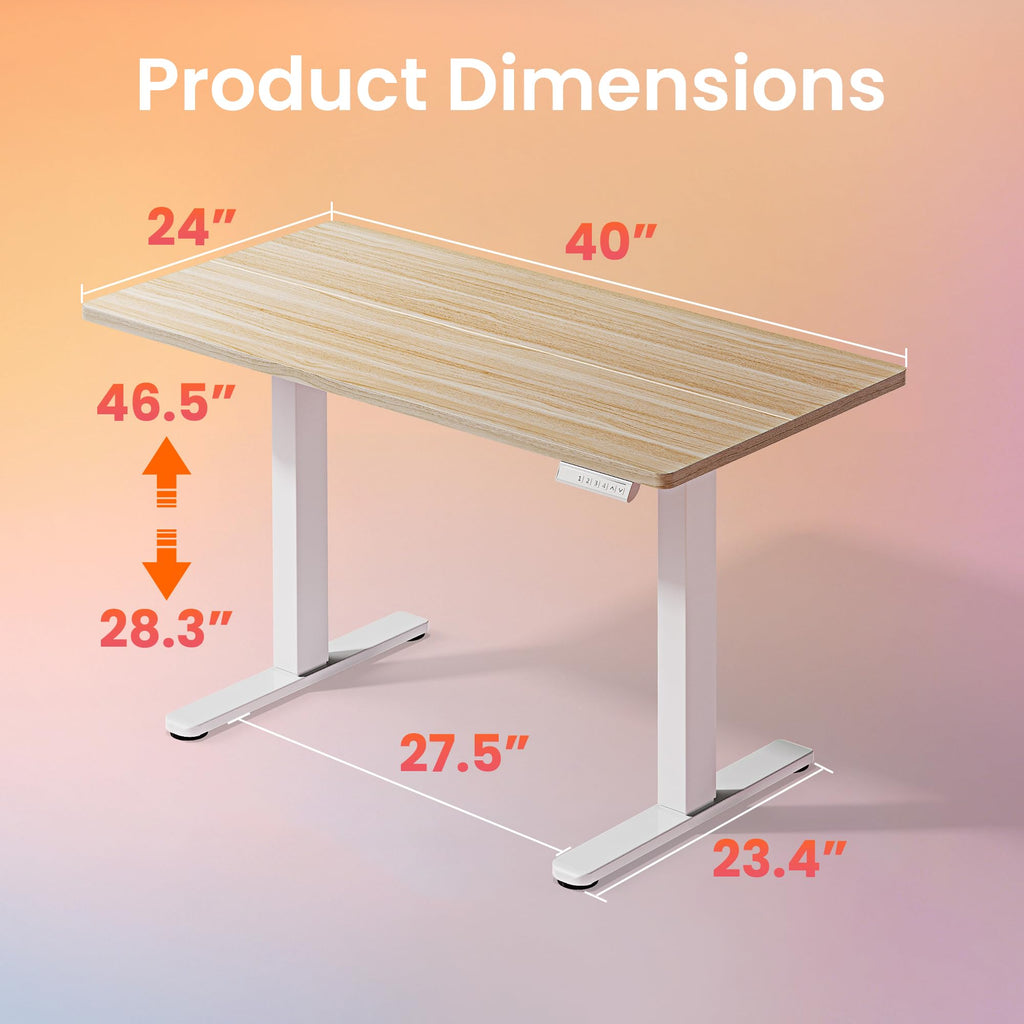 40x24 Inch Electric Standing Desk, Height Adjustable, Natural