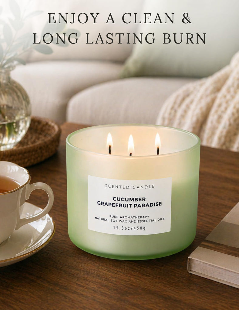 Cucumber Grapefruit Melon 3-Wick Soy Summer Scented Candle 15.8oz