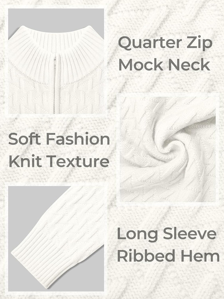 Boys Quarter Zip Sweater Textured Knit Mock Neck Pullover Tops