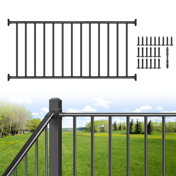 Outdoor 38in H x 6ft W Black Steel Deck Railing Kit