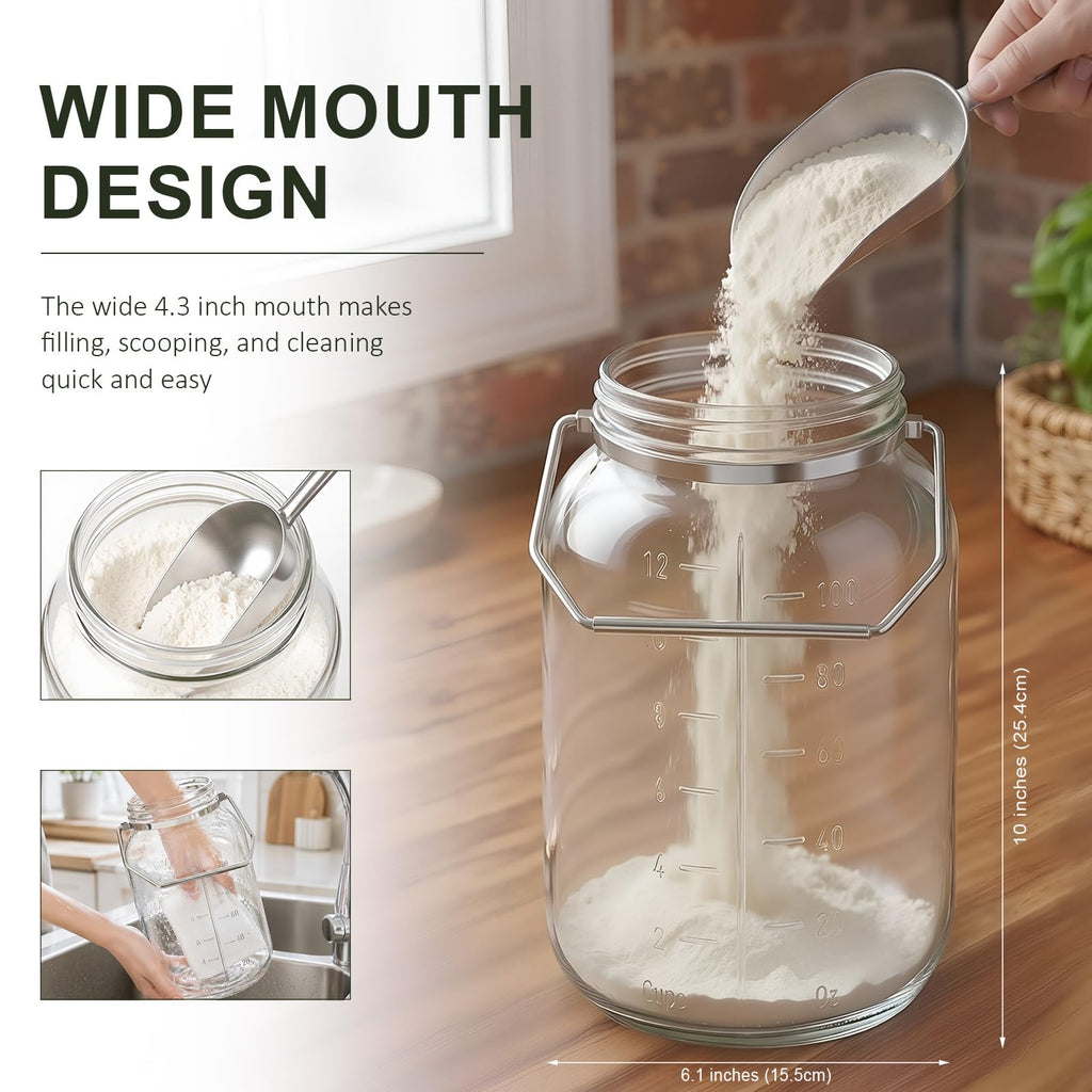 Glass Flour Sugar Storage Containers with Wood Lid and Handle