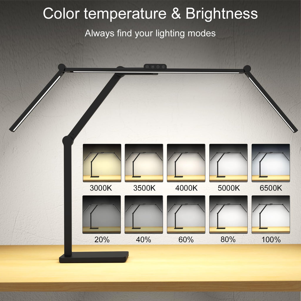 36W 3000LM Ultra Bright Architect Desk Lamp with Base, 47.4Inches Wide Tall Overhead Desk Light, Dimmable Table