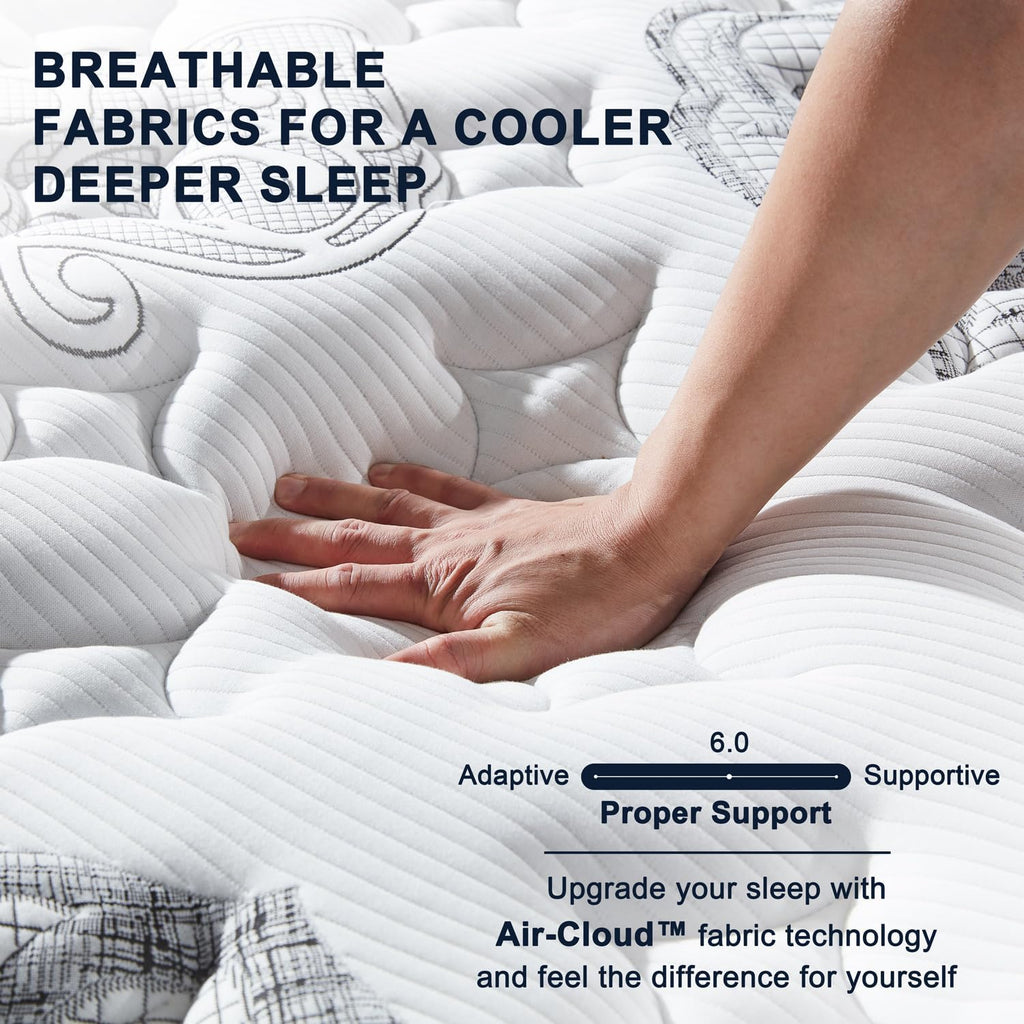 California King Mattress 12 inch, Hybrid Cal King Mattress in a Box, Individually Wrapped Coils & Gel Memory Foam for