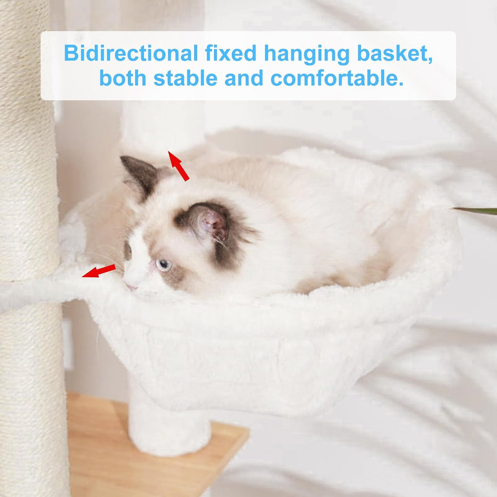 Wooden Cat Tree Tower with Hammock for Indoor Cats