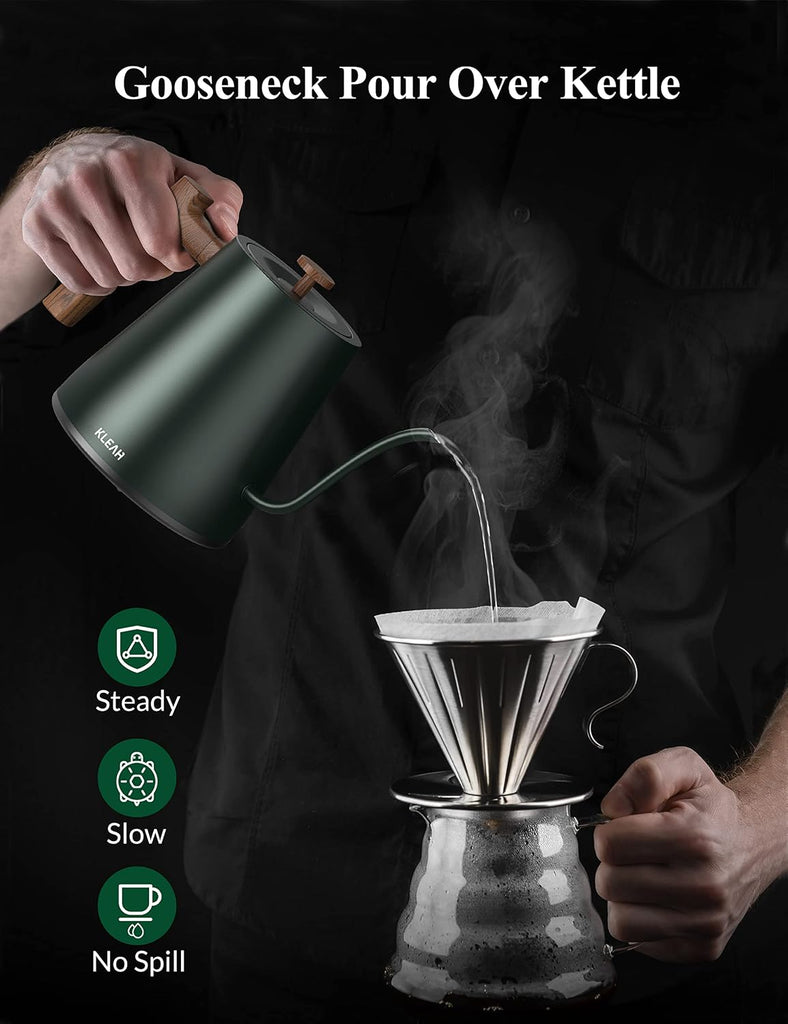 Gooseneck Electric Kettle with Temperature Control - 0.8L Automatic Shut Off Tea & Coffee Kettle, Hot Water Boiler
