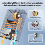 Tankless Water Heater Natural Gas Indoor, 4.3 GPM 100, 000 BTU Instant Hot Water Heater for 2-3 Fixtures