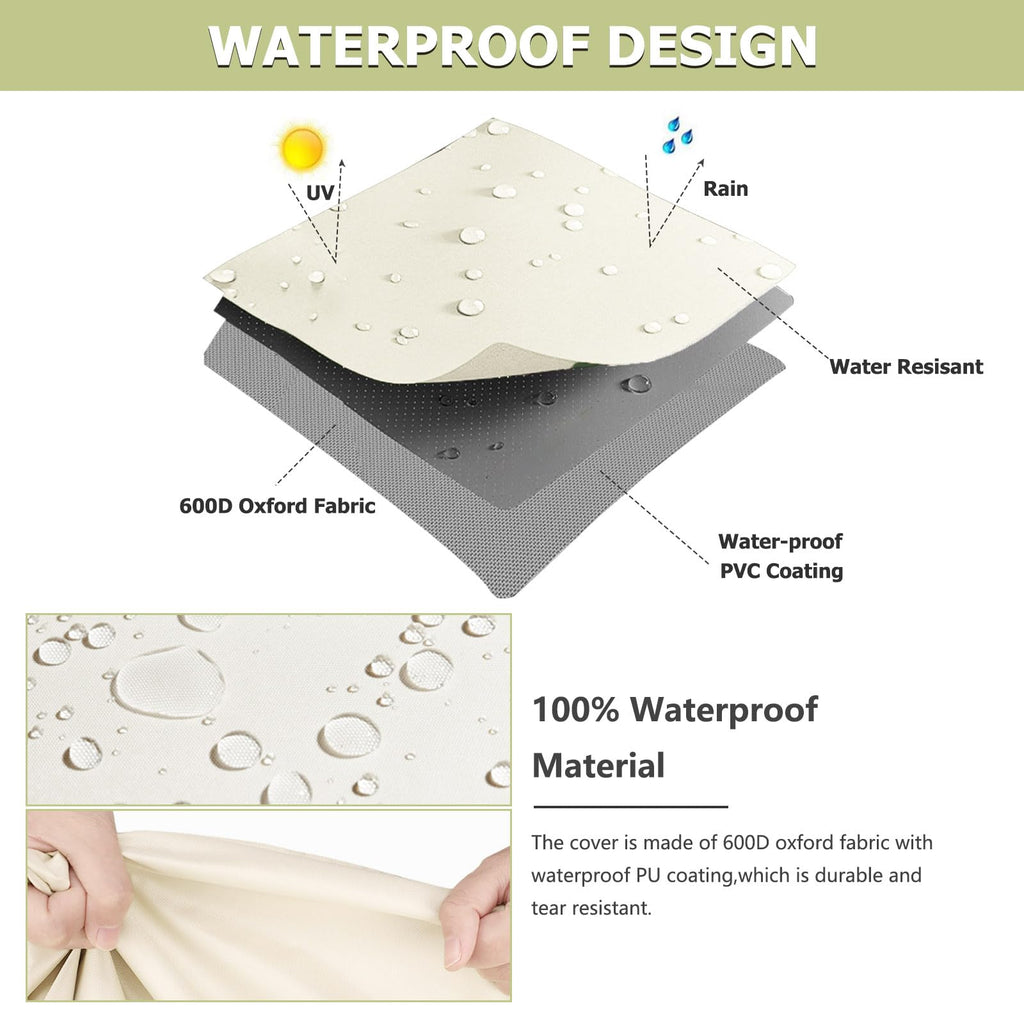 Waterproof Round Patio Table Cover, 72" DIA x 28" H, Beige