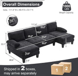 Karl home U-Shape Sectional Sofa Couch 111" Modern 4-Seat Sofa with Chaises Chenille Fabric Upholstered Covertible