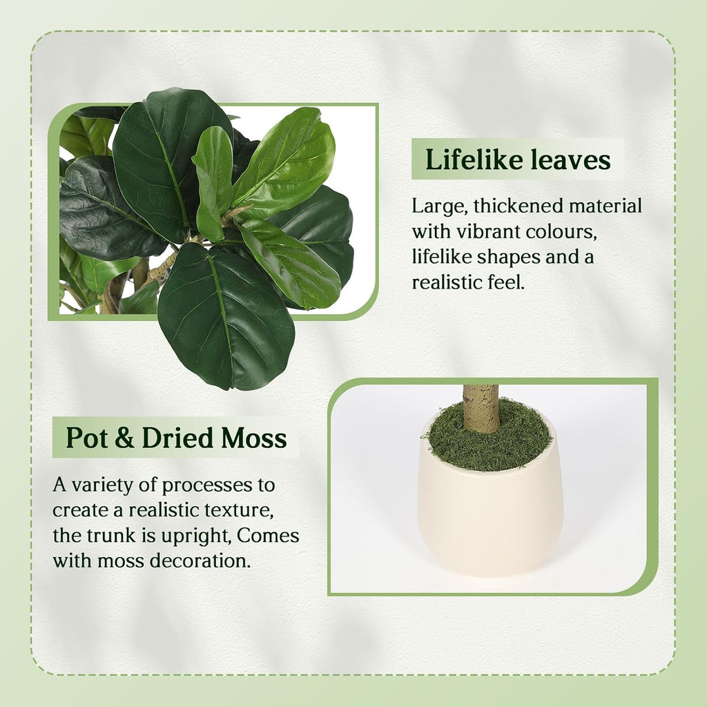 Fiddle Leaf Fig Tree 8ft for Faux Plants Indoor Home Green Decor