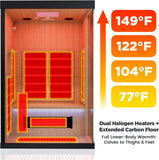 2-Person Full Spectrum Infrared Sauna, 1990W 120V with 12"*12" Red Light Therapy, 2 Speakers