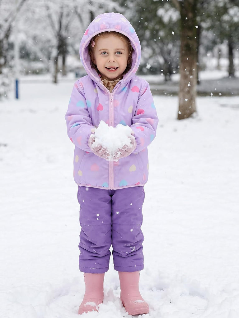 Toddler Girls Lightly Fleece Lined Coat Hooded Zipper Jacket