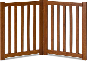 Wooden Free Standing Dog Gate 40" W x 24" H, Foldable Solid Hardwood Pet Safety Fence Doorways, Stairs, Hallways