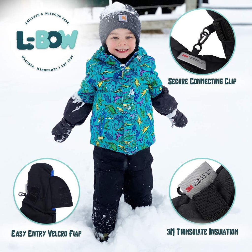Kids Mittens + Super Soft Easy Entry Style for Kids Mittens + Waterproof Stay On Design