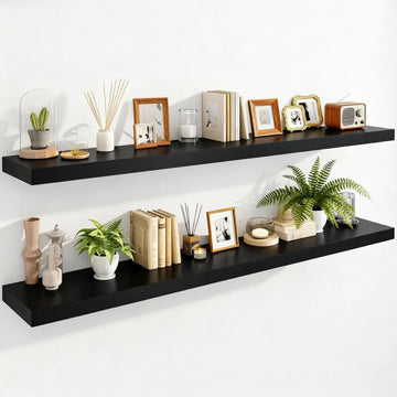Floating Wall Shelves 55 inch, Bathroom Shelving Wall Mounted, Black