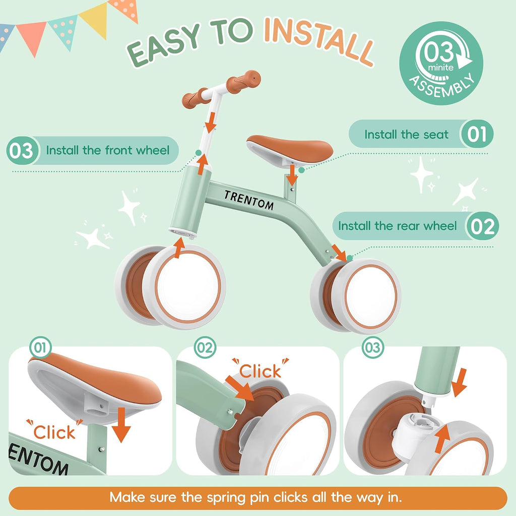 Toddler Balance Bike for 1 Year Old Baby, Lightweight, No Pedals, Soft Seat, Wheel Silence Bicycle for 2 Years Boys