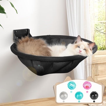Cat Hammock Wall Mounted, Foldable & Stable Cat Beds- Breathable Cat Wall Shelves for Sleeping, Playing, Climbing